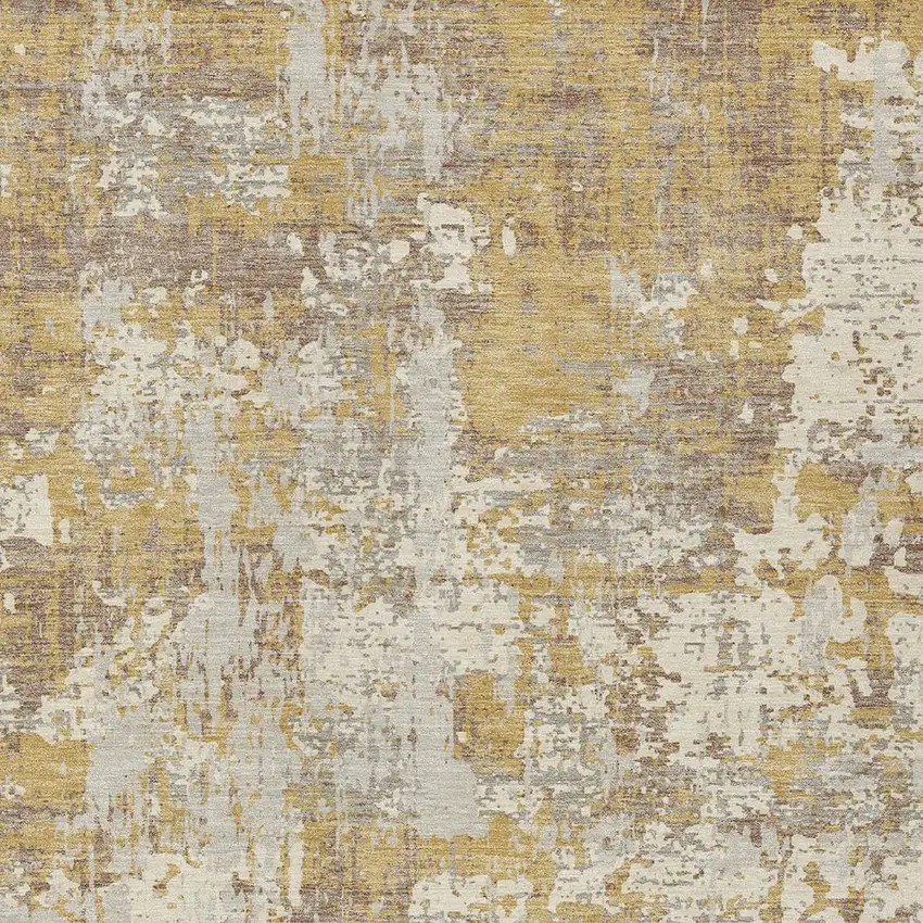 Gold Brown And Beige Abstract Washable Indoor Outdoor Area Rug Photo 6