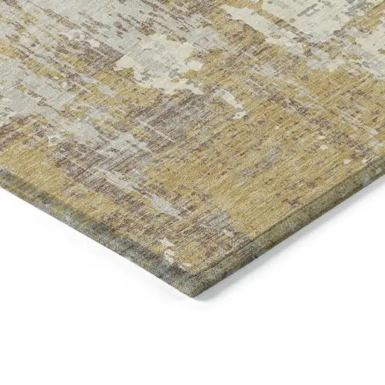 Gold Brown And Beige Abstract Washable Indoor Outdoor Area Rug Photo 4