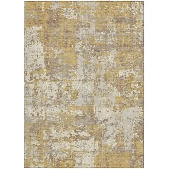 Gold Brown And Beige Abstract Washable Indoor Outdoor Area Rug Photo 7