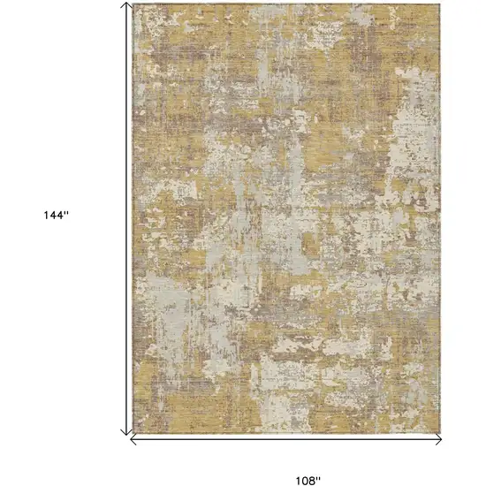 Gold Brown And Beige Abstract Washable Indoor Outdoor Area Rug Photo 7