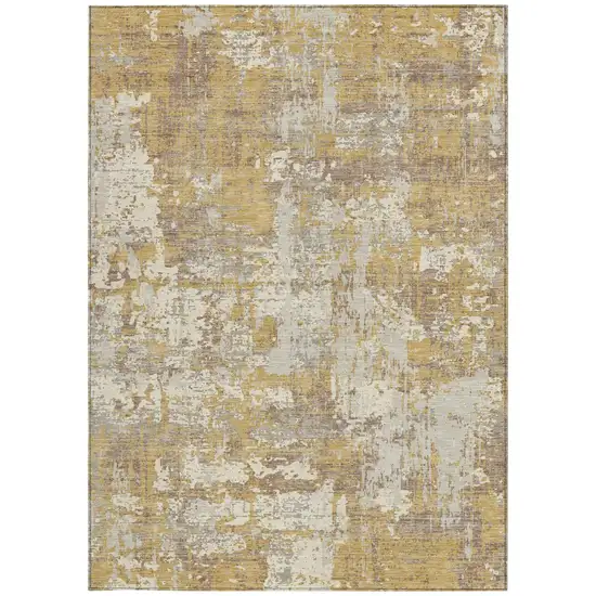 Gold Brown And Beige Abstract Washable Indoor Outdoor Area Rug Photo 6