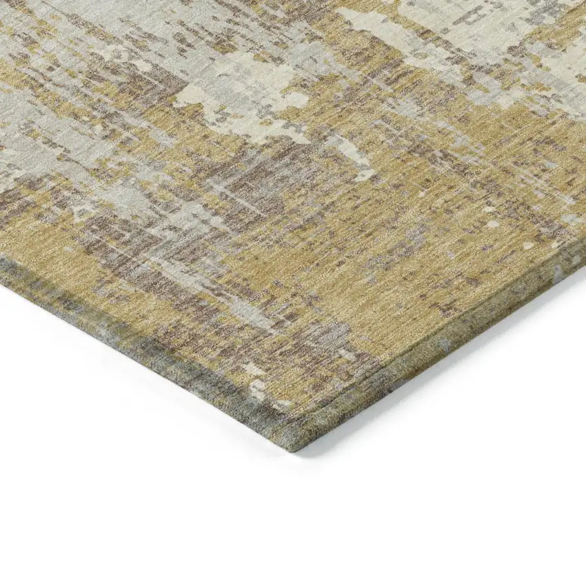 Gold Brown And Beige Abstract Washable Indoor Outdoor Area Rug Photo 3