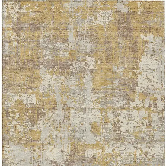 Gold Brown And Beige Abstract Washable Indoor Outdoor Area Rug Photo 5