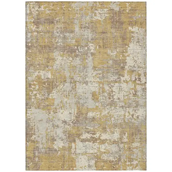 Gold Brown And Beige Abstract Washable Indoor Outdoor Area Rug Photo 2