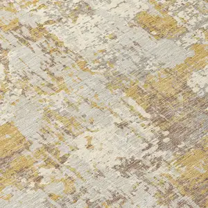 Photo of Gold Brown And Beige Abstract Washable Indoor Outdoor Area Rug