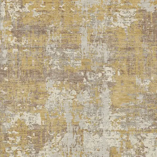 Gold Brown And Beige Abstract Washable Indoor Outdoor Area Rug Photo 6