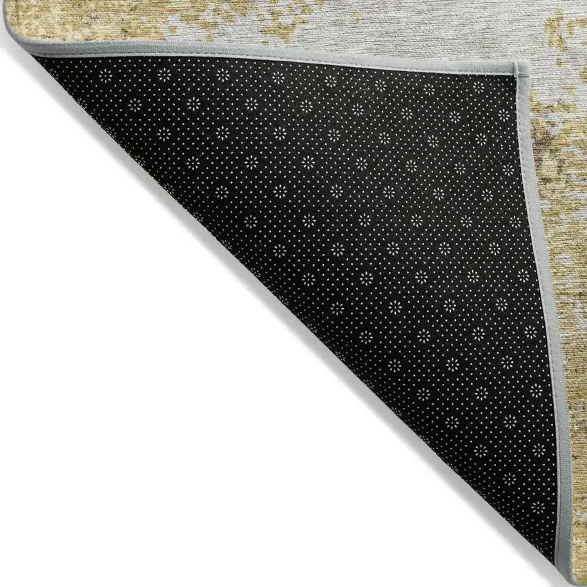 Gold Brown And Beige Abstract Washable Indoor Outdoor Area Rug Photo 4