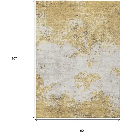 Gold Brown And Beige Abstract Washable Indoor Outdoor Area Rug Photo 3