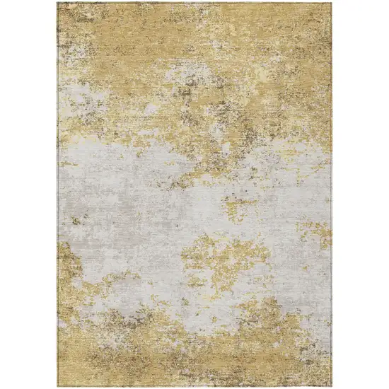 Gold Brown And Beige Abstract Washable Indoor Outdoor Area Rug Photo 2