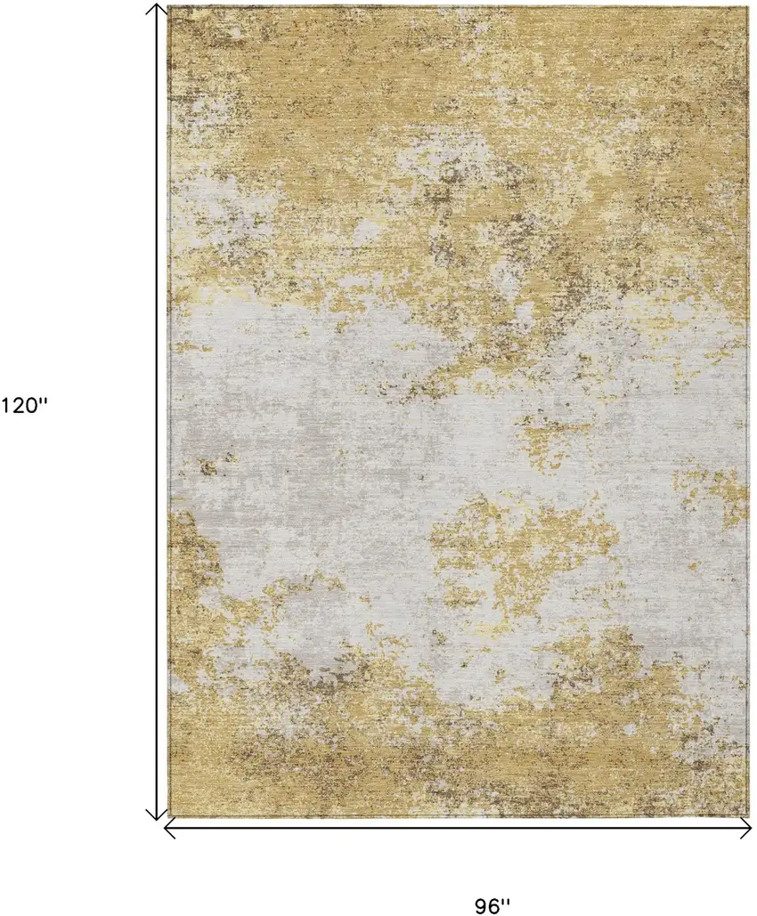 Gold Brown And Beige Abstract Washable Indoor Outdoor Area Rug Photo 3