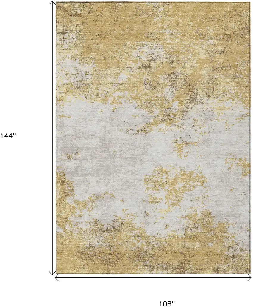 Gold Brown And Beige Abstract Washable Indoor Outdoor Area Rug Photo 3