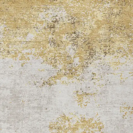 Gold Brown And Beige Abstract Washable Indoor Outdoor Area Rug Photo 6