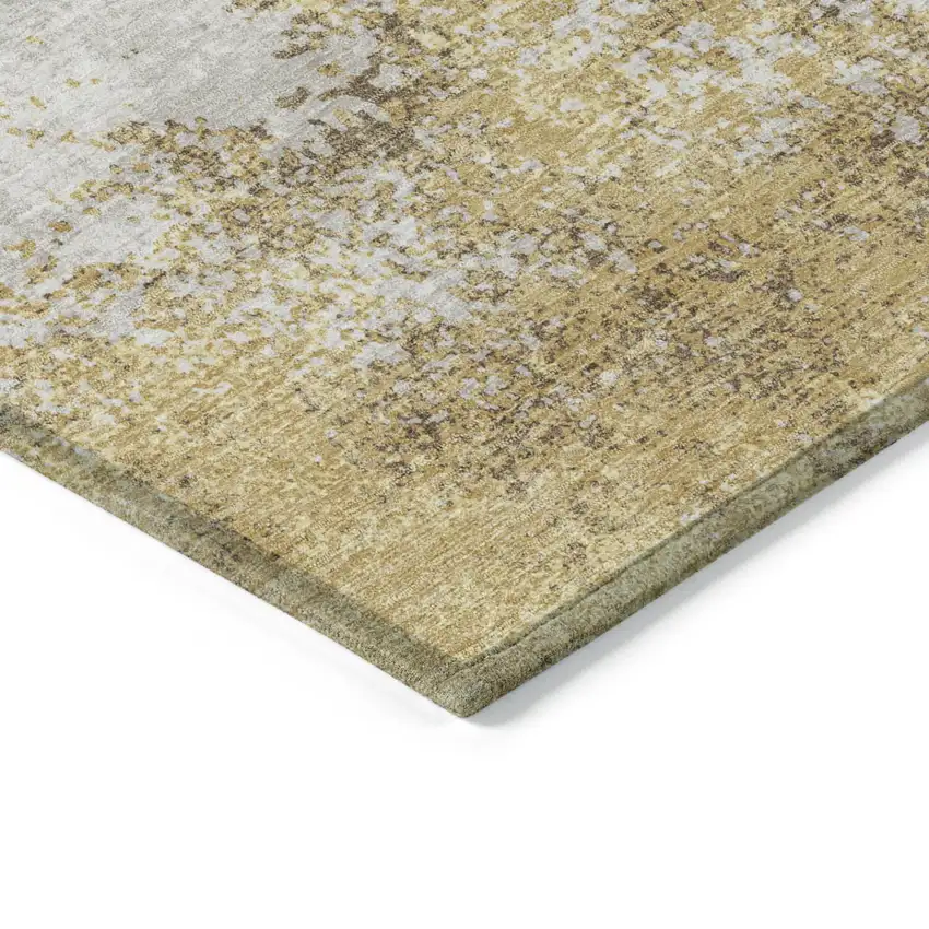 Gold Brown And Beige Abstract Washable Indoor Outdoor Area Rug Photo 5