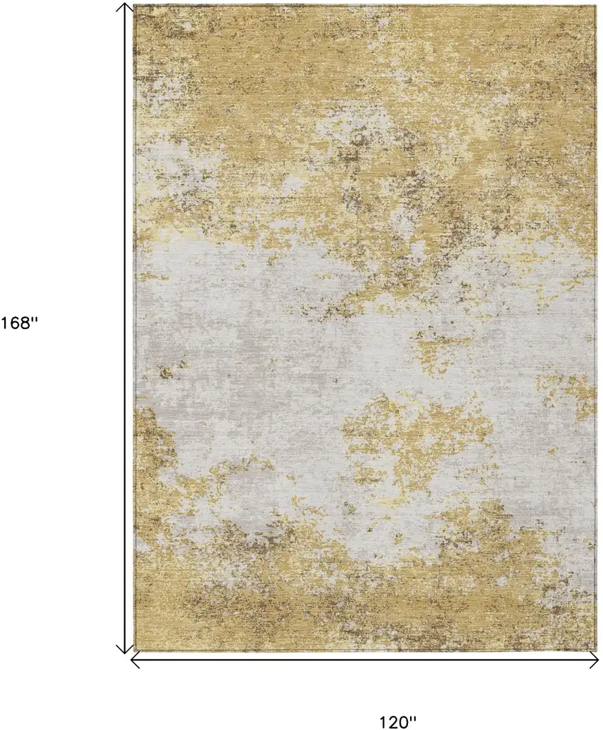 Gold Brown And Beige Abstract Washable Indoor Outdoor Area Rug Photo 3