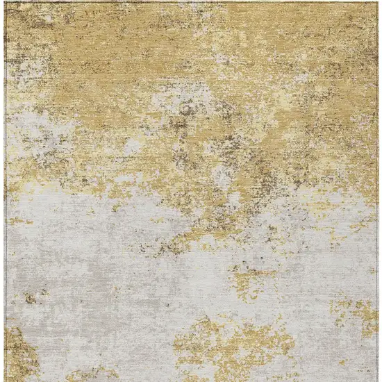 Gold Brown And Beige Abstract Washable Indoor Outdoor Area Rug Photo 7