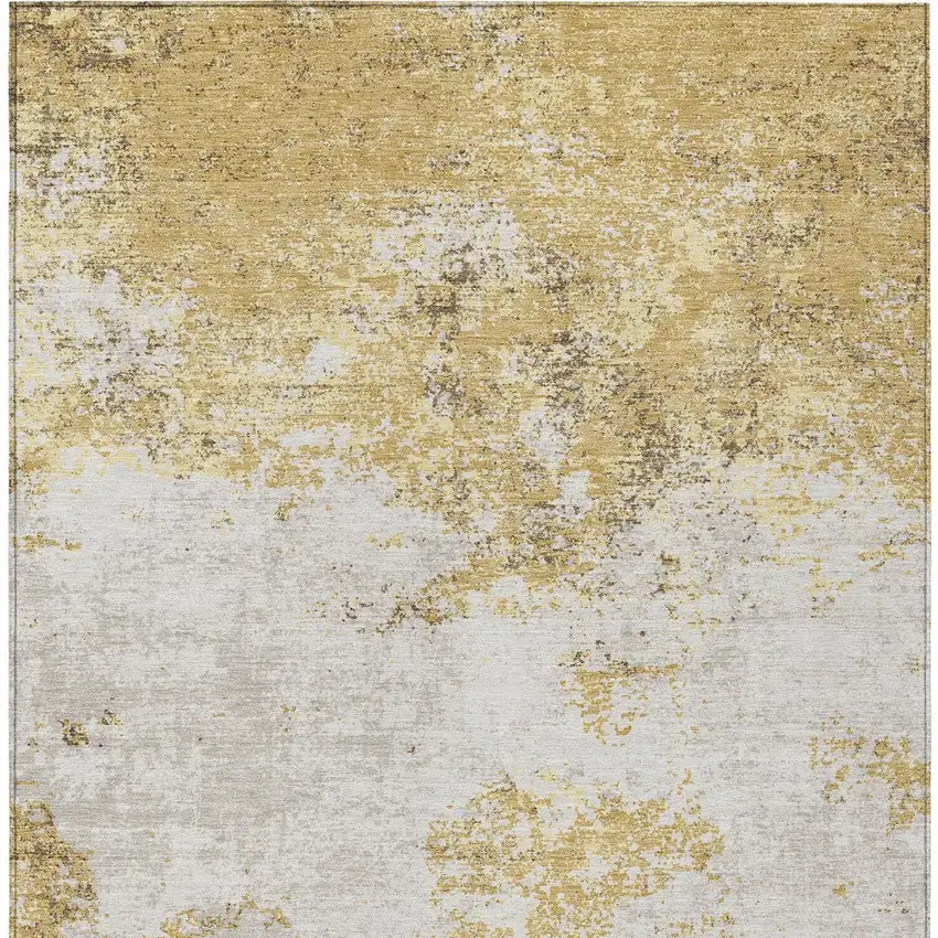 Gold Brown And Beige Abstract Washable Indoor Outdoor Area Rug Photo 7