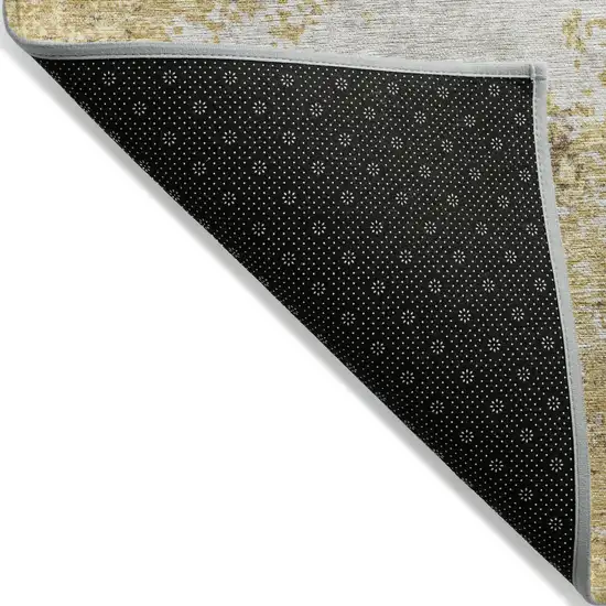Gold Brown And Beige Abstract Washable Indoor Outdoor Area Rug Photo 4