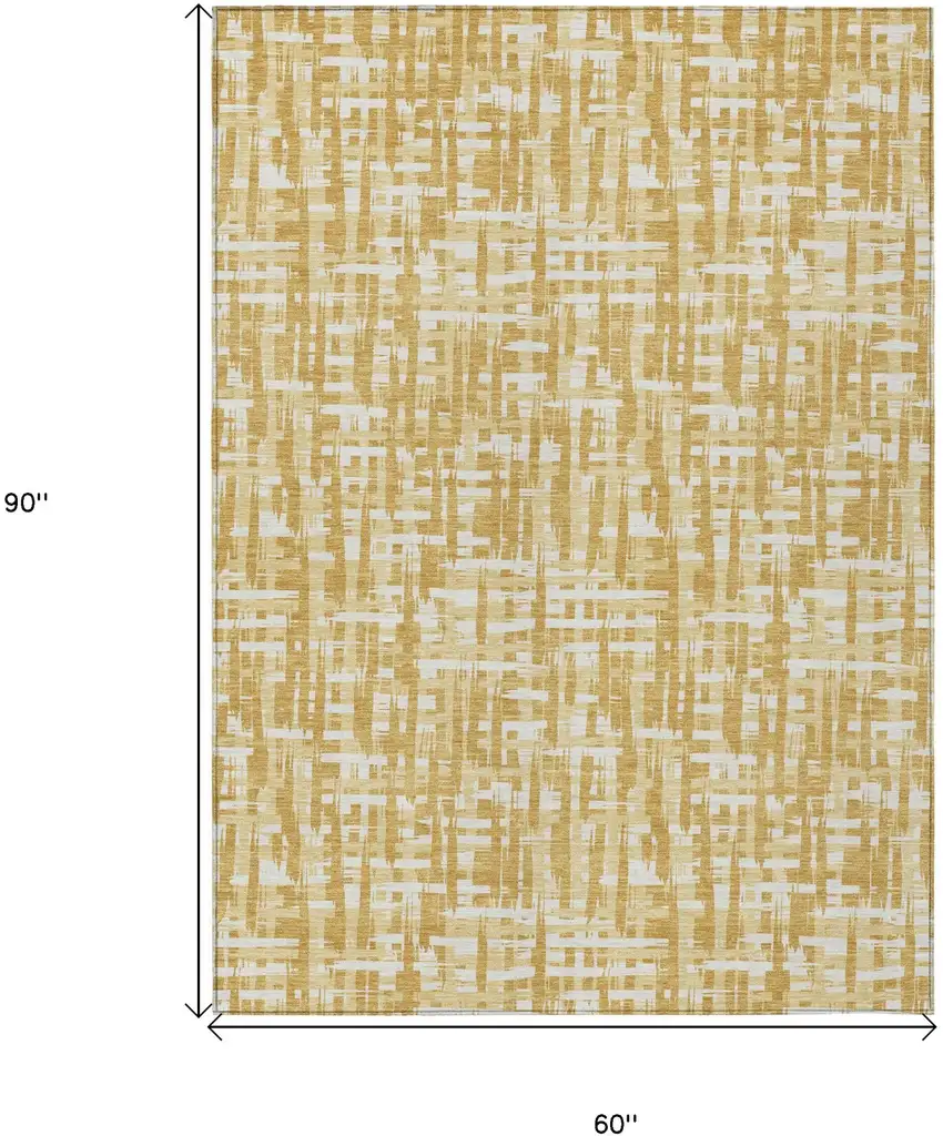 Gold Brown And Beige Abstract Washable Indoor Outdoor Area Rug Photo 7