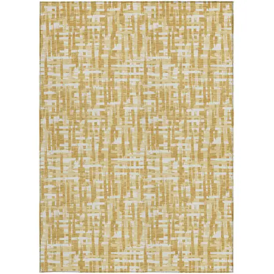 Gold Brown And Beige Abstract Washable Indoor Outdoor Area Rug Photo 6