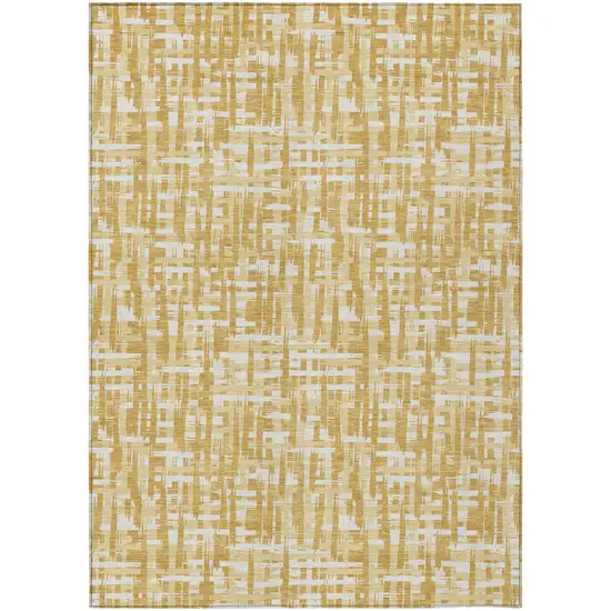 Gold Brown And Beige Abstract Washable Indoor Outdoor Area Rug Photo 2