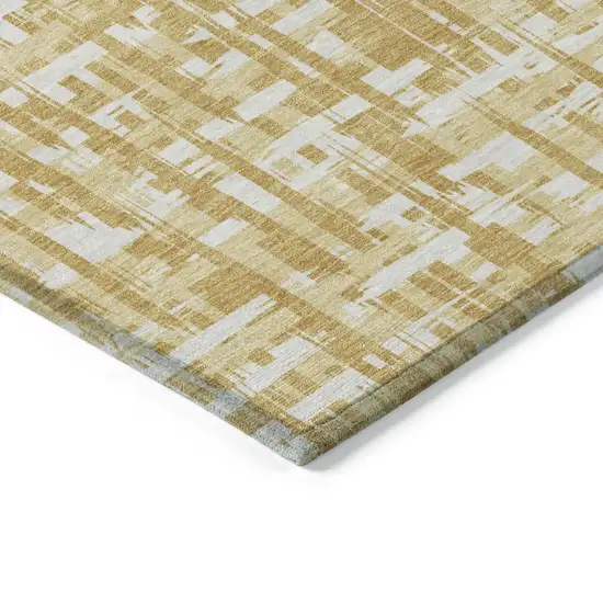 Gold Brown And Beige Abstract Washable Indoor Outdoor Area Rug Photo 4