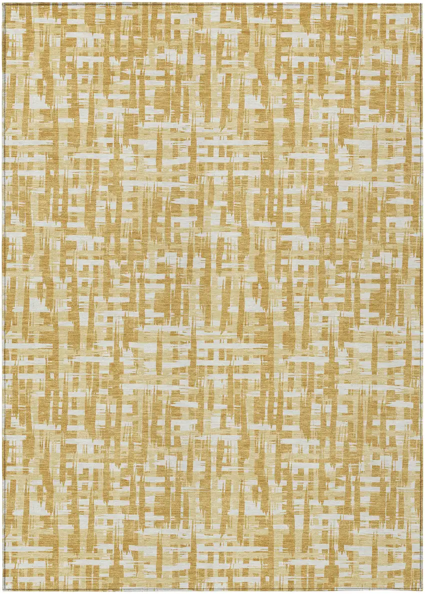 Gold Brown And Beige Abstract Washable Indoor Outdoor Area Rug Photo 2