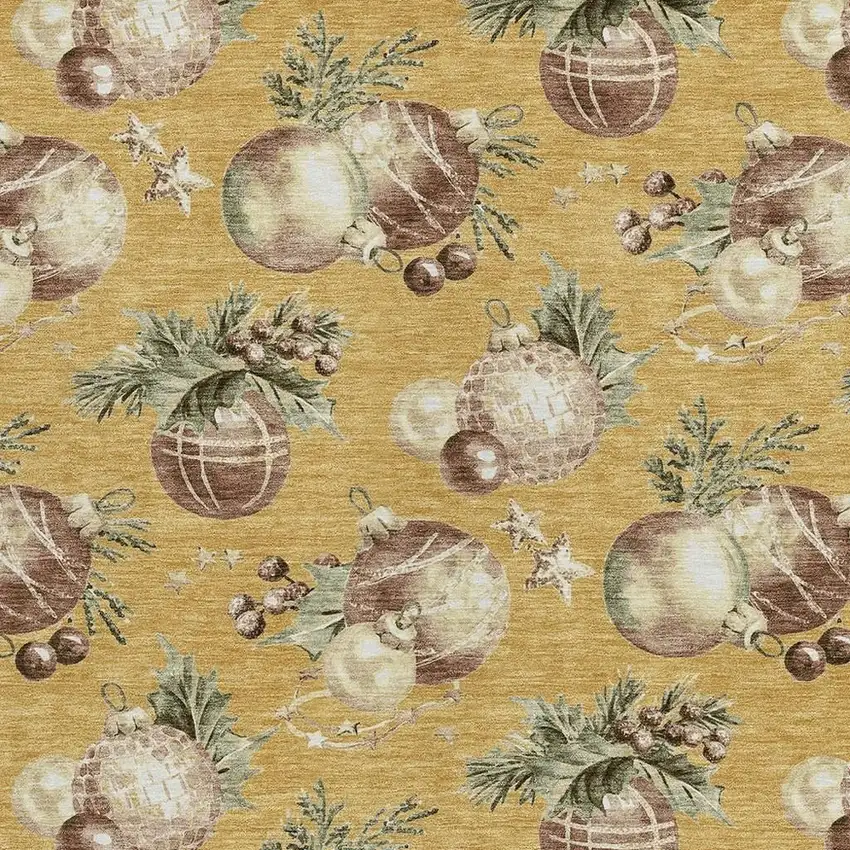 Gold Brown And Beige Botanical Leaves Washable Indoor Outdoor Area Rug Photo 3