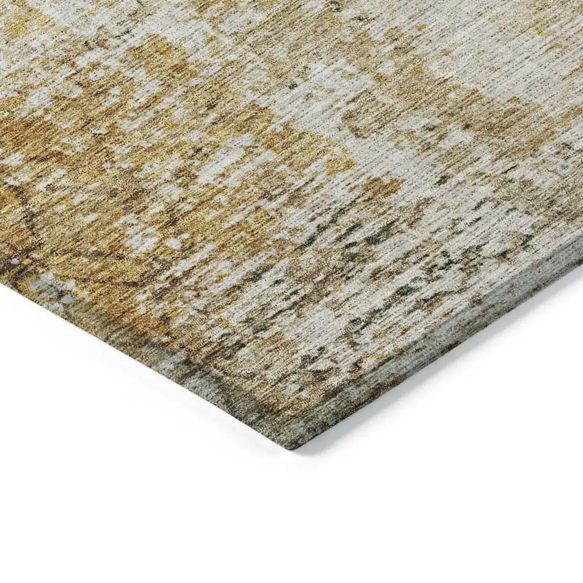 Gold Brown And Beige Geometric Washable Indoor Outdoor Area Rug Photo 5