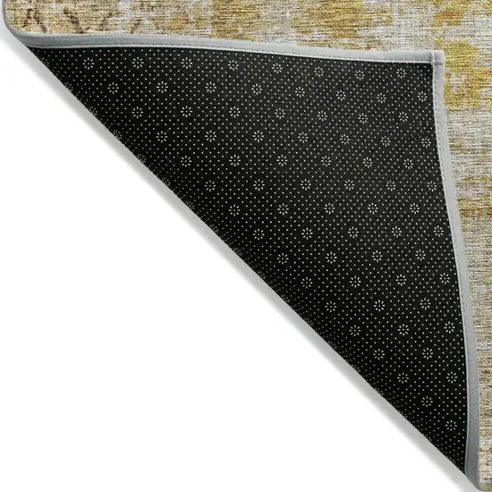 Gold Brown And Beige Geometric Washable Indoor Outdoor Area Rug Photo 4