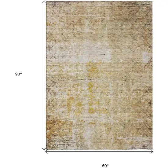 Gold Brown And Beige Geometric Washable Indoor Outdoor Area Rug Photo 3