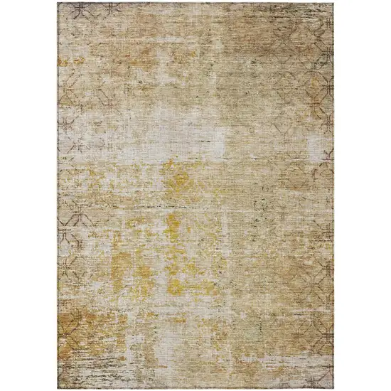 Gold Brown And Beige Geometric Washable Indoor Outdoor Area Rug Photo 2