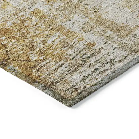 Gold Brown And Beige Geometric Washable Indoor Outdoor Area Rug Photo 5