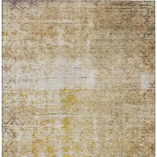 Gold Brown And Beige Geometric Washable Indoor Outdoor Area Rug Photo 6