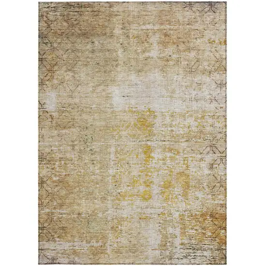 Gold Brown And Beige Geometric Washable Indoor Outdoor Area Rug Photo 7