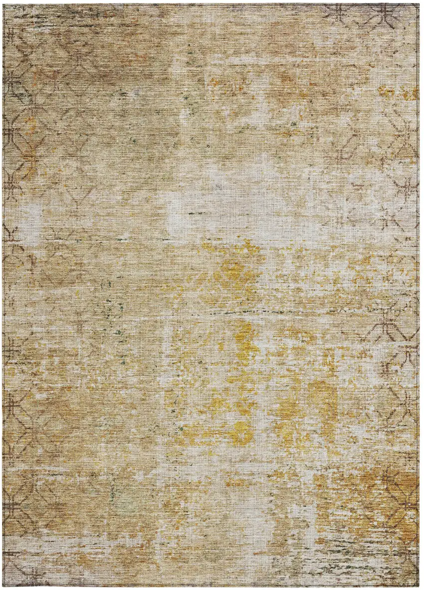 Gold Brown And Beige Geometric Washable Indoor Outdoor Area Rug Photo 7