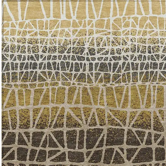 Gold Brown And Beige Geometric Washable Indoor Outdoor Area Rug Photo 2