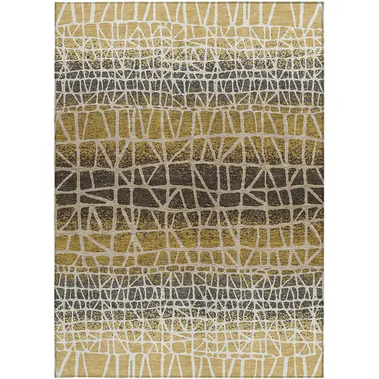 Gold Brown And Beige Geometric Washable Indoor Outdoor Area Rug Photo 3