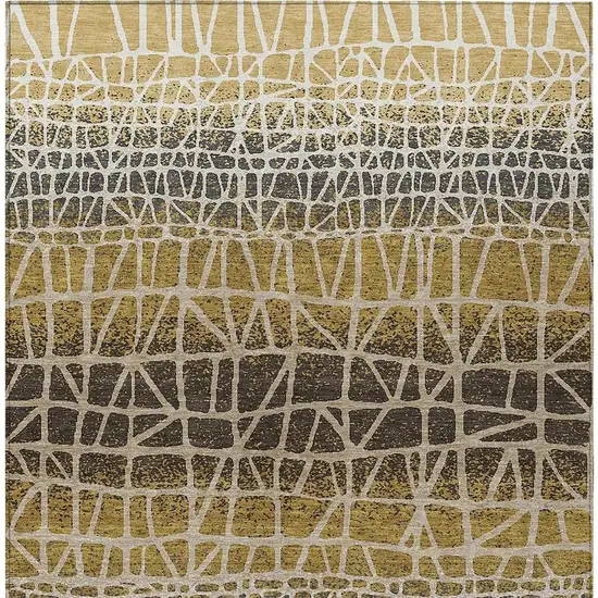 Gold Brown And Beige Geometric Washable Indoor Outdoor Area Rug Photo 3