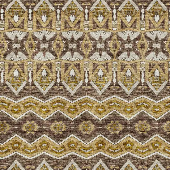 Gold Brown And Beige Moroccan Washable Indoor Outdoor Area Rug Photo 7