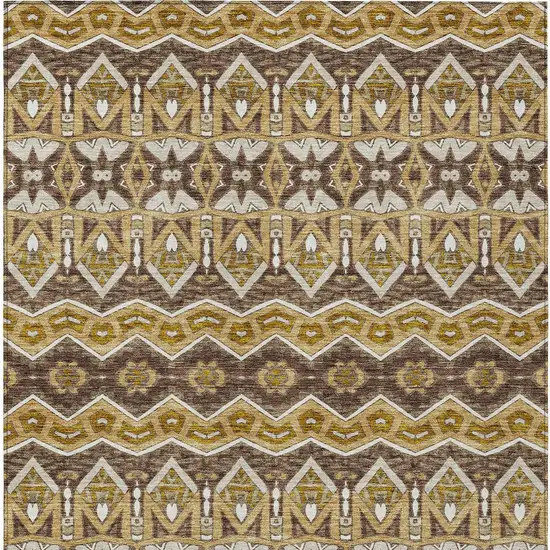 Gold Brown And Beige Moroccan Washable Indoor Outdoor Area Rug Photo 7