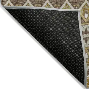 Photo of Gold Brown And Beige Moroccan Washable Indoor Outdoor Area Rug