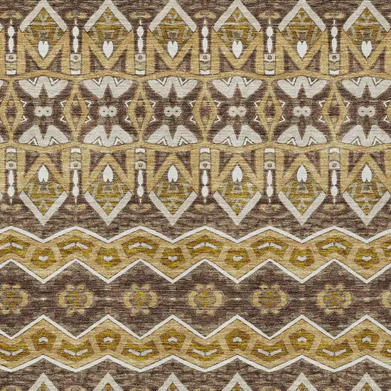 Gold Brown And Beige Moroccan Washable Indoor Outdoor Area Rug Photo 7