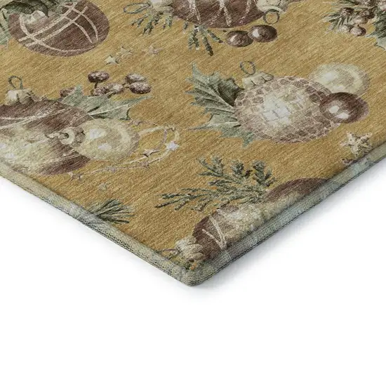 Gold Brown And Beige Polka Dot Washable Area Rug With UV Protection Photo 8