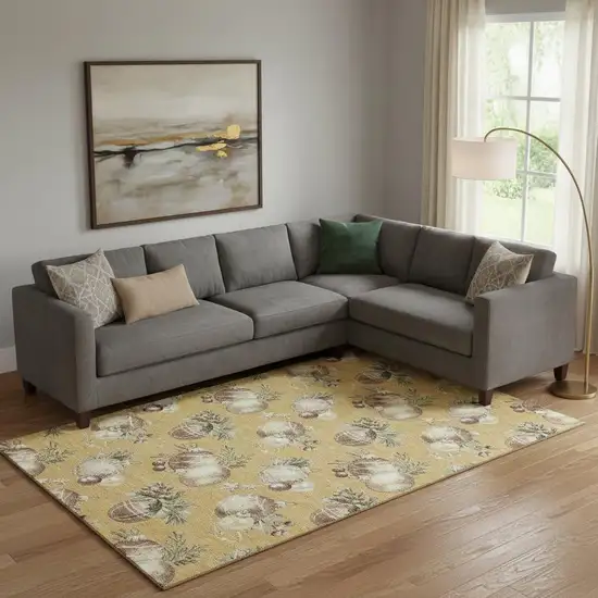 Gold Brown And Beige Polka Dot Washable Area Rug With UV Protection Photo 2