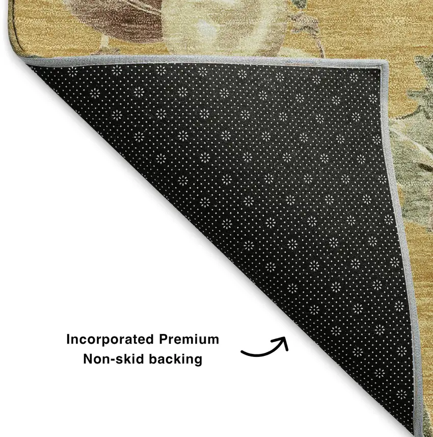 Gold Brown And Beige Polka Dot Washable Area Rug With UV Protection Photo 6