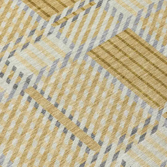 Gold Brown And Gray Plaid Washable Indoor Outdoor Area Rug Photo 5