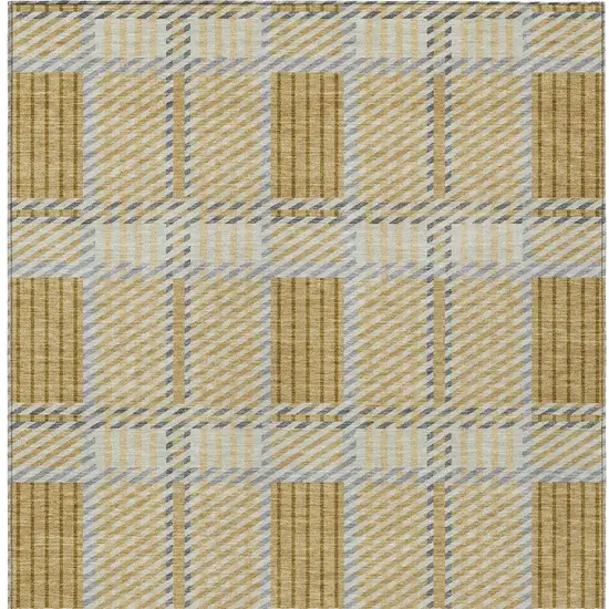 Gold Brown And Gray Plaid Washable Indoor Outdoor Area Rug Photo 7