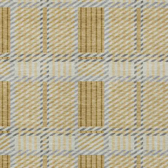 Gold Brown And Gray Plaid Washable Indoor Outdoor Area Rug Photo 5