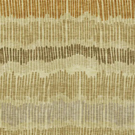 Gold Brown And Gray Striped Washable Indoor Outdoor Area Rug Photo 7