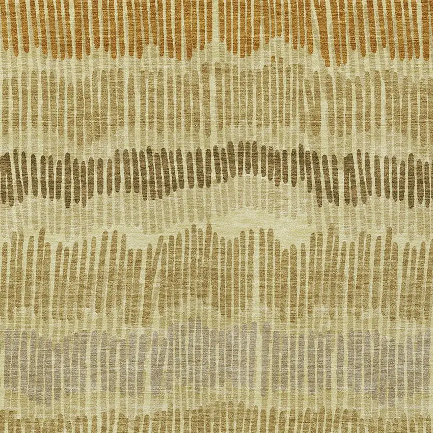 Gold Brown And Gray Striped Washable Indoor Outdoor Area Rug Photo 7